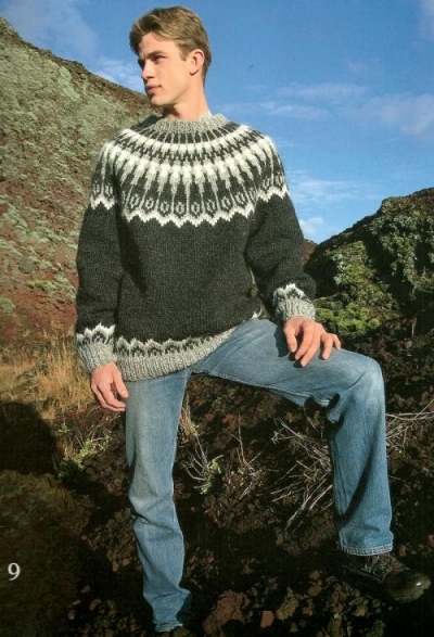 Fysik Rusten genopretning Islandsk sweater strikket i Álafoss lopi 18-9 & 10